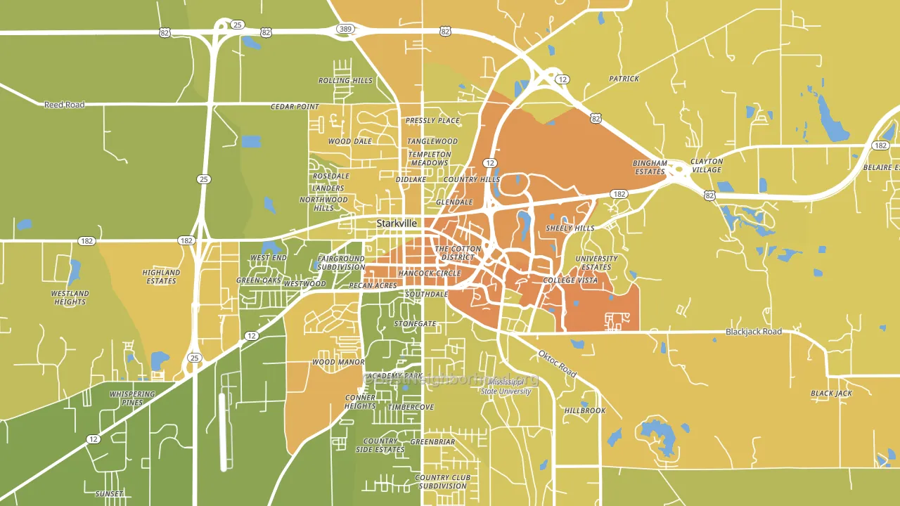 College View, Starkville, MS block-group voter-turnout map