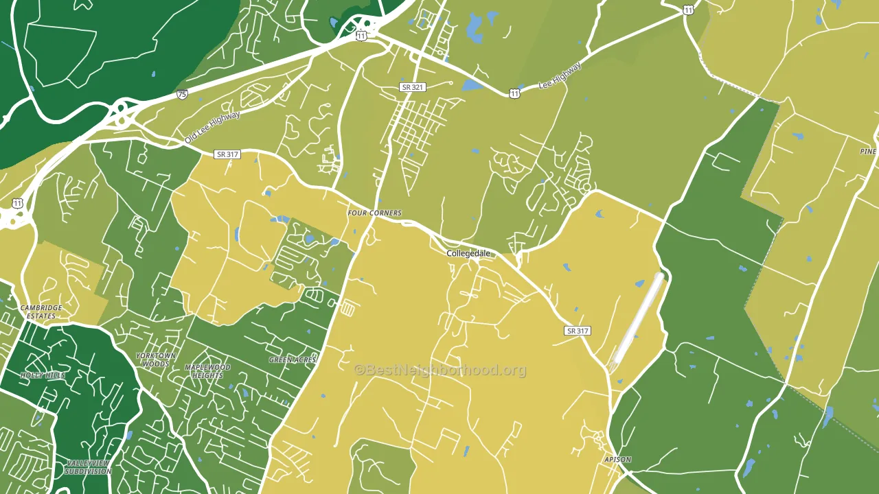 Collegedale, TN block-group voter-turnout map