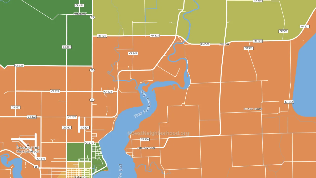 Collegeport, TX block-group voter-turnout map