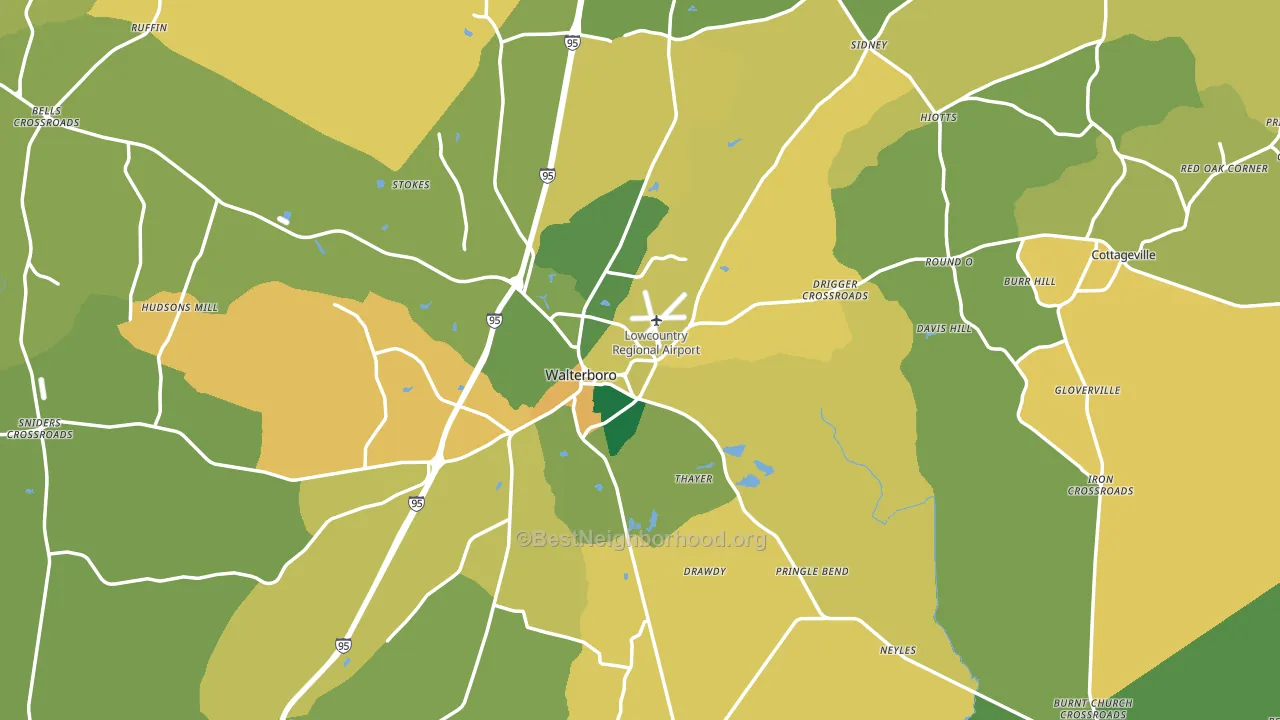 Colleton County, SC block-group voter-turnout map