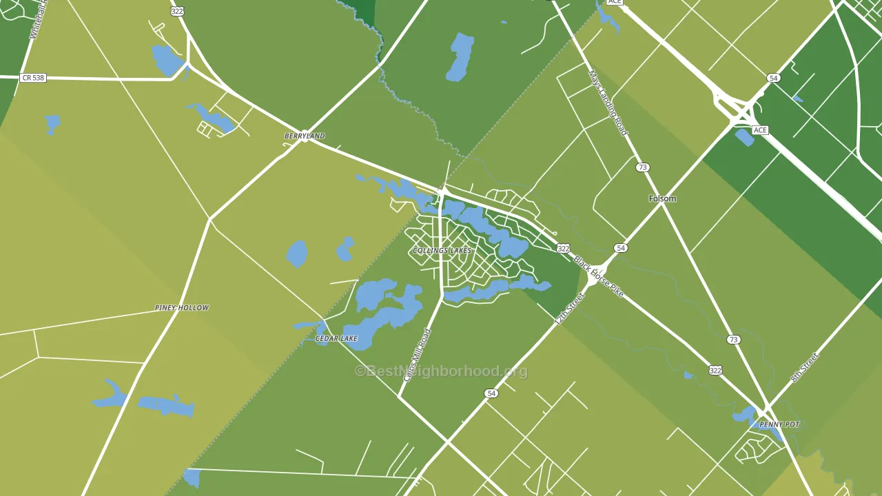 Collings Lakes, NJ block-group voter-turnout map