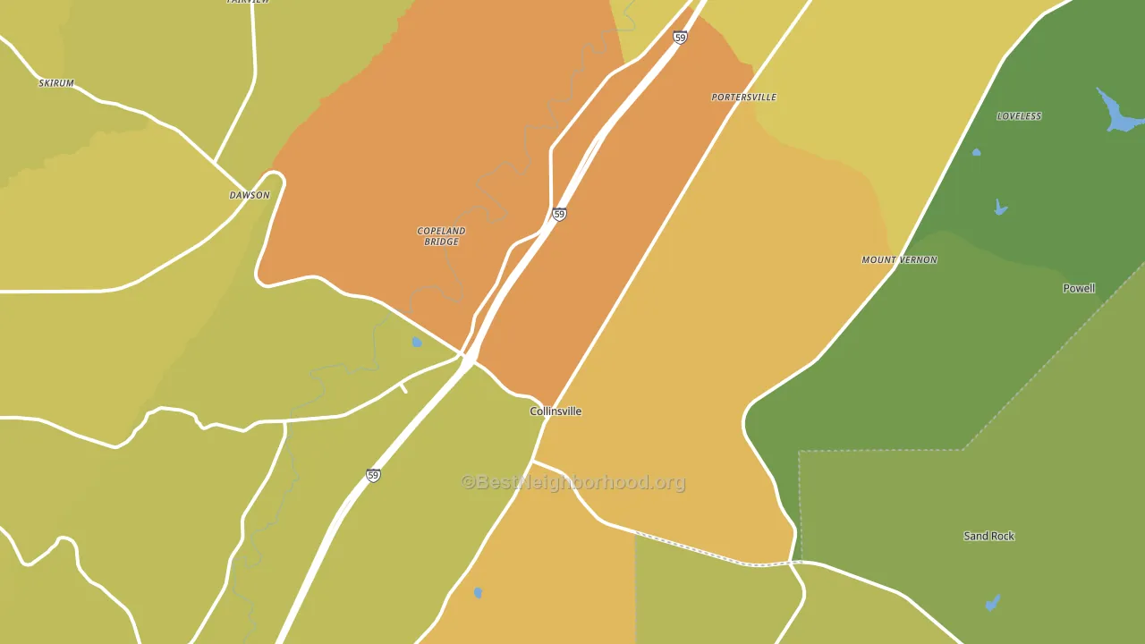 Collinsville, AL block-group voter-turnout map