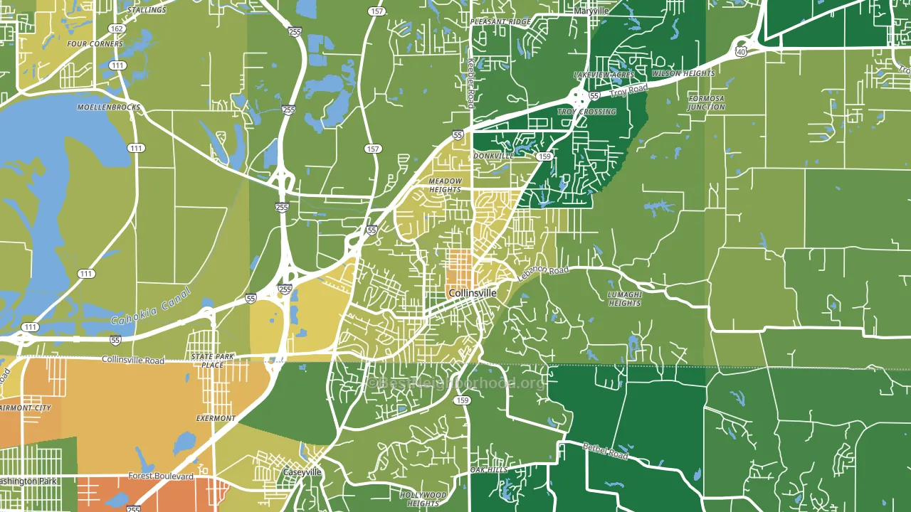 Collinsville, IL block-group voter-turnout map