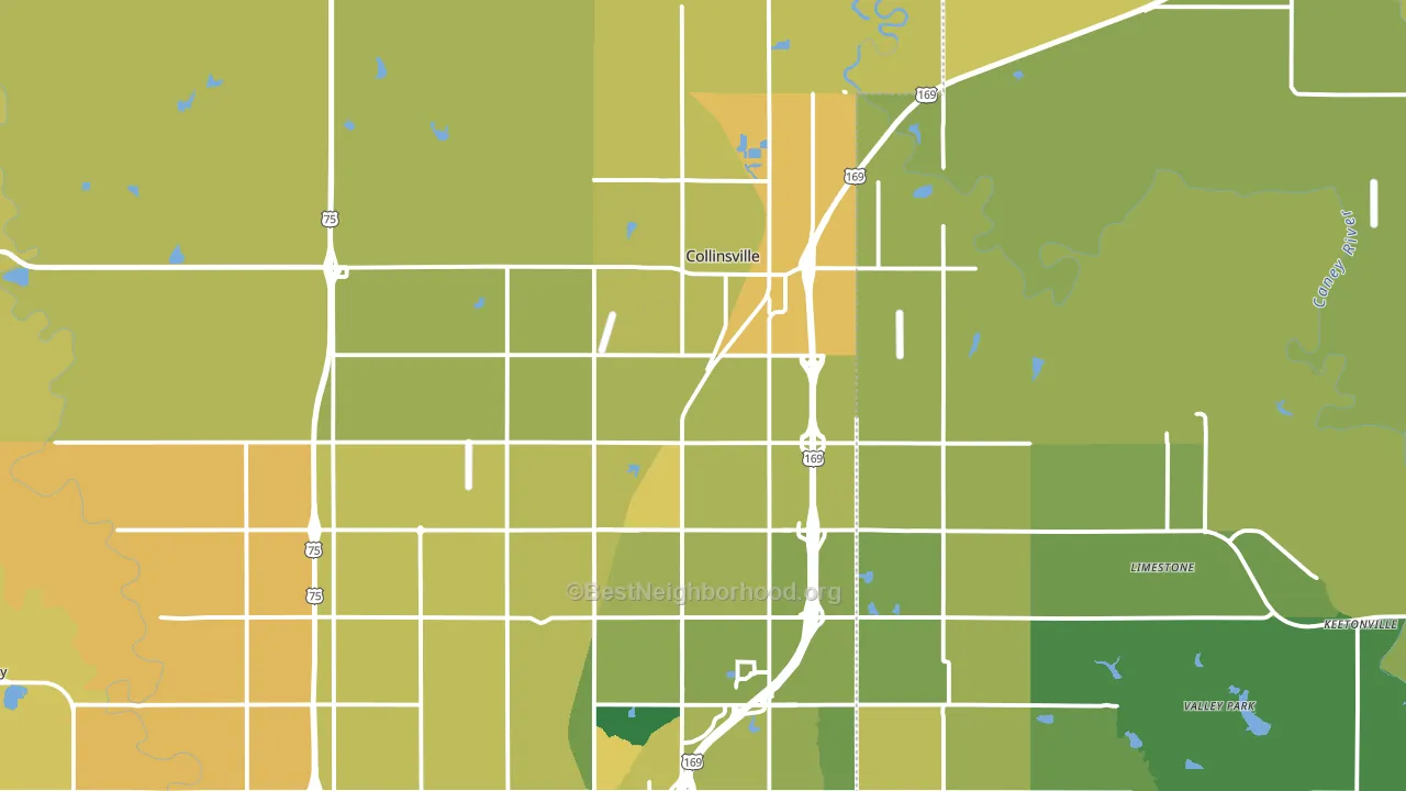 Collinsville, OK block-group voter-turnout map