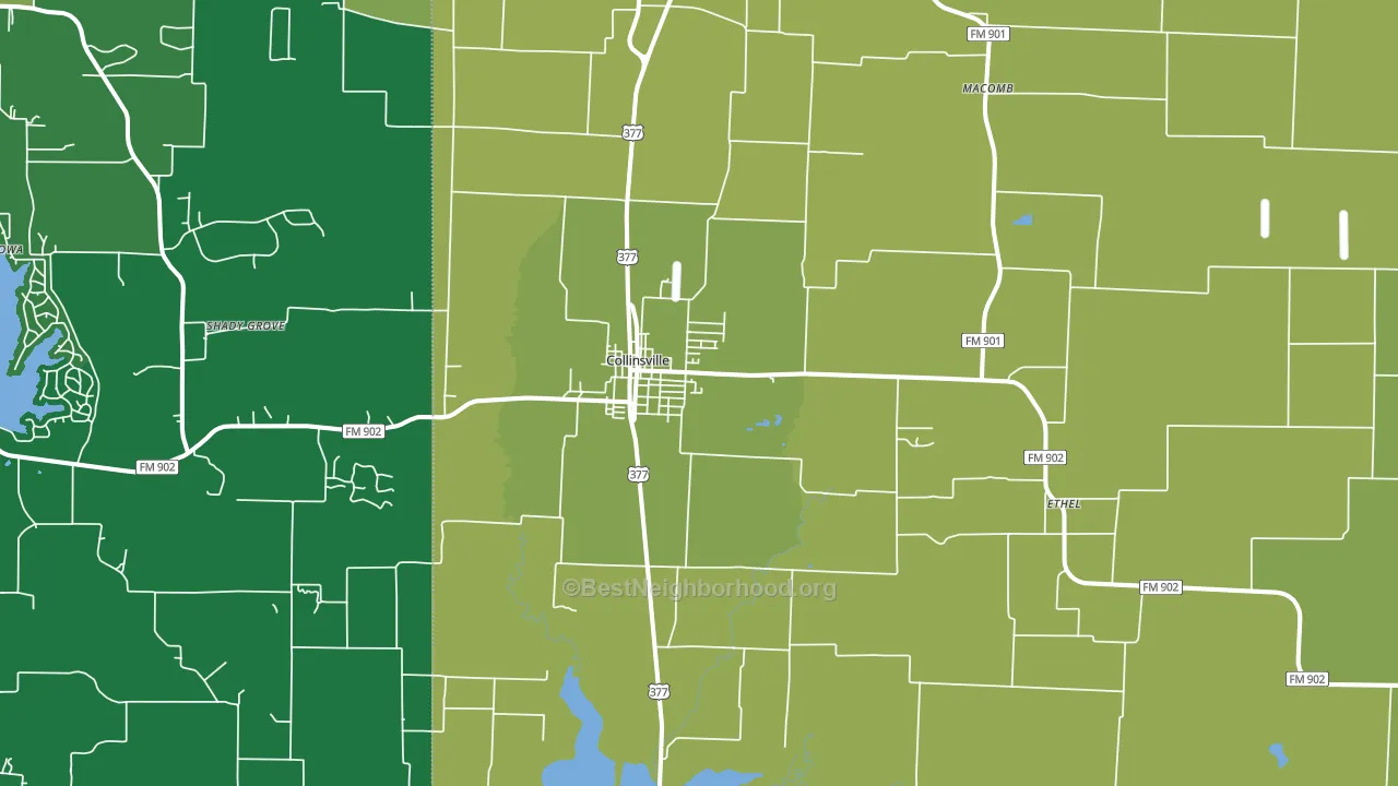 Collinsville, TX block-group voter-turnout map