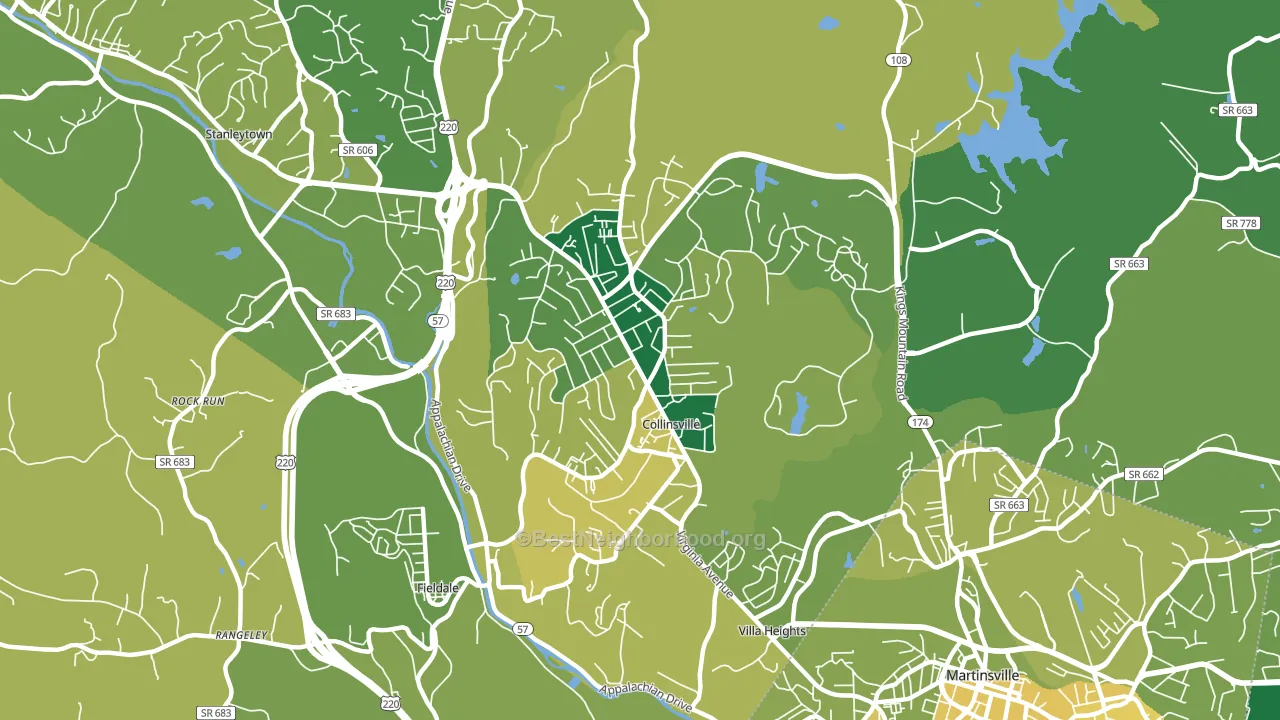 Collinsville, VA block-group voter-turnout map