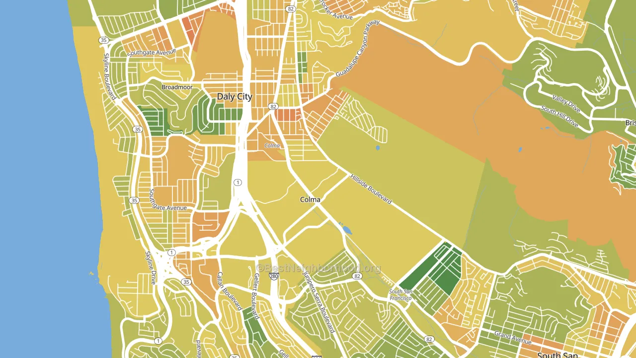 Colma, CA block-group voter-turnout map
