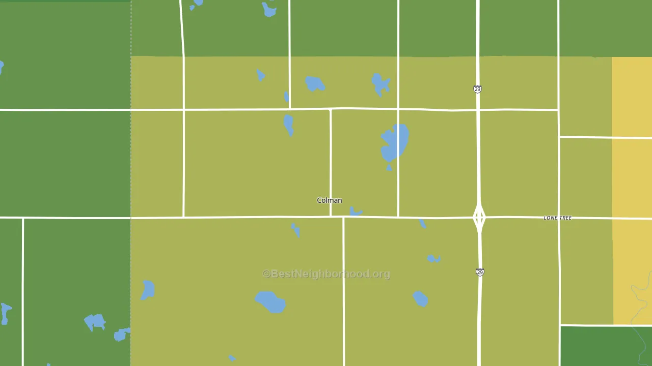 Colman, SD block-group voter-turnout map