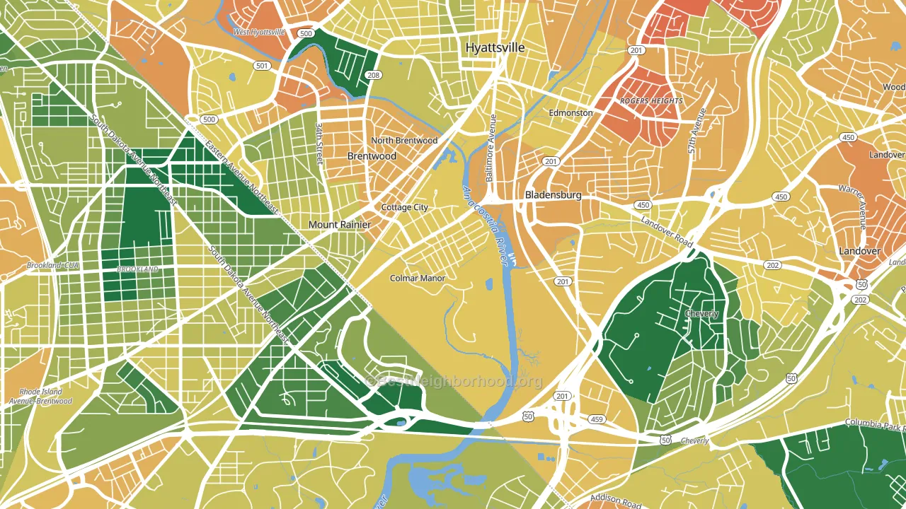 Colmar Manor, MD block-group voter-turnout map