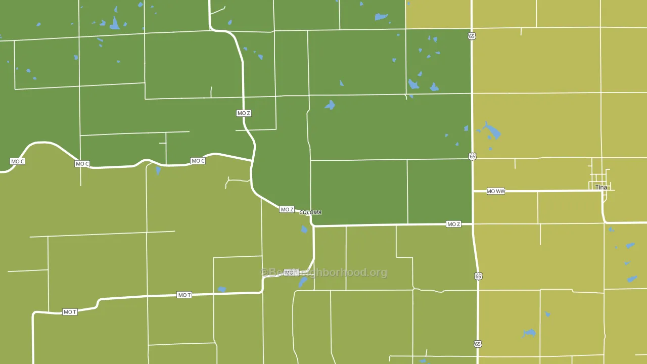 Coloma, MO block-group voter-turnout map