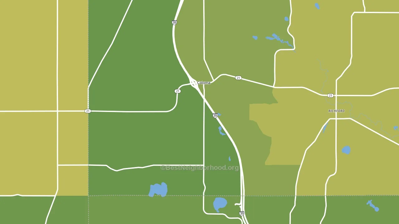 Coloma, WI block-group voter-turnout map