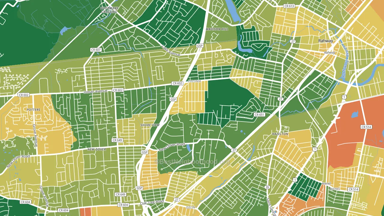 Colonia, NJ block-group voter-turnout map