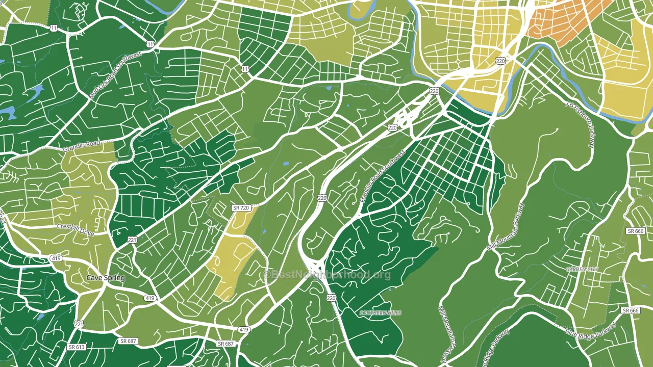 Colonial Avenue Area, Roanoke, VA block-group voter-turnout map