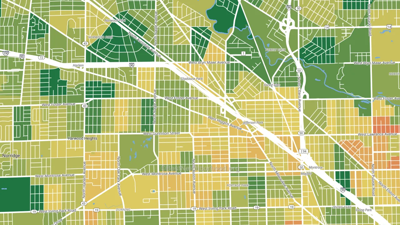 Colonial Gardens, Chicago, IL block-group voter-turnout map