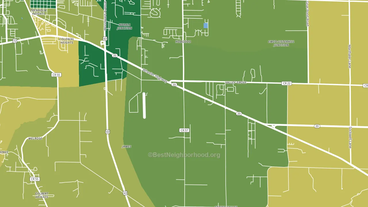 Colonial Heights, AL block-group voter-turnout map