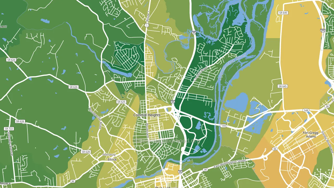 Colonial Heights City, VA block-group voter-turnout map