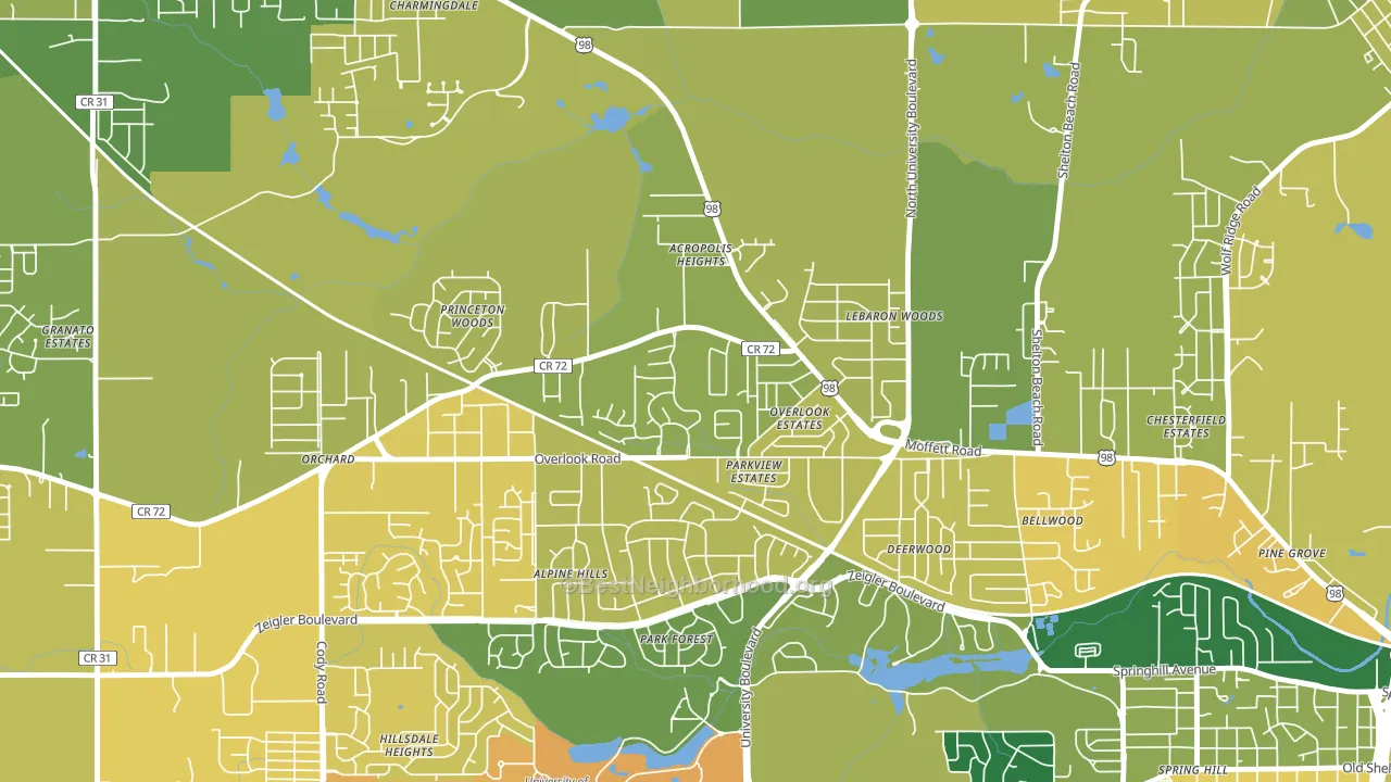 Colonial Heights, Mobile, AL block-group voter-turnout map
