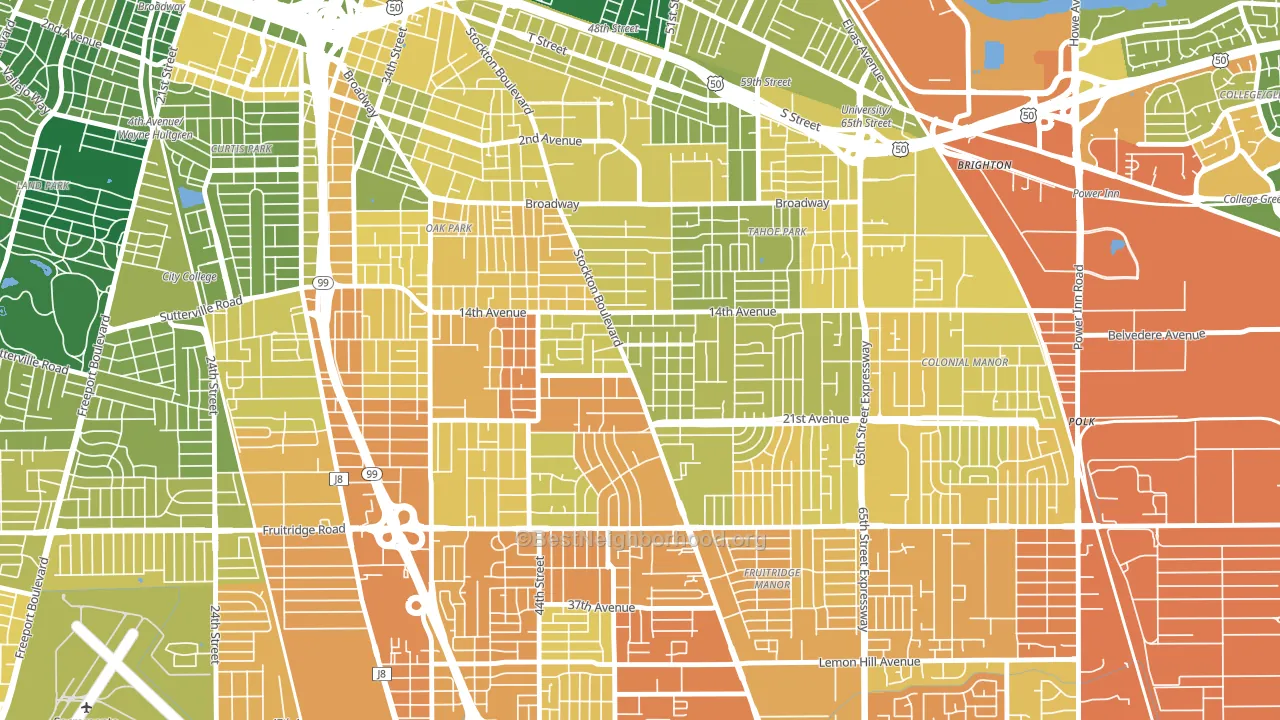 Colonial Heights, Sacramento, CA block-group voter-turnout map