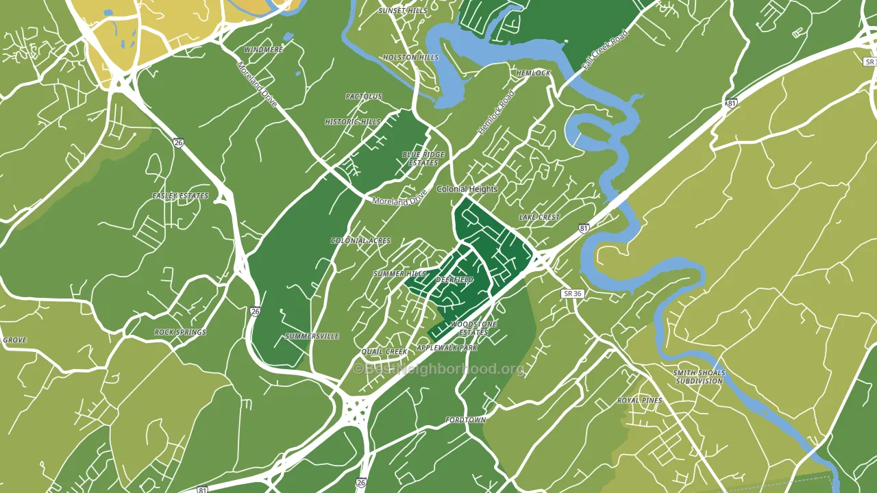 Colonial Heights, TN block-group voter-turnout map
