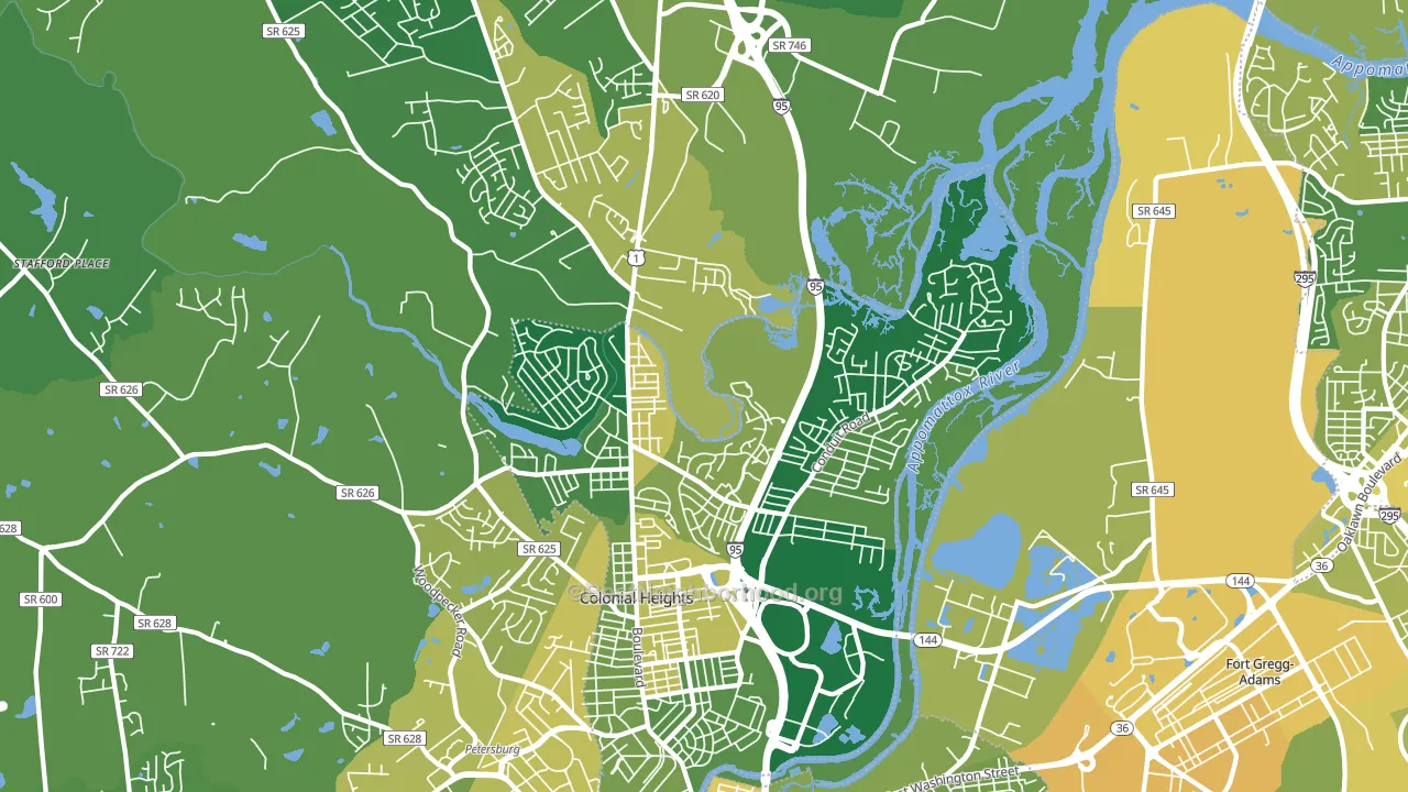 Colonial Heights, VA block-group voter-turnout map