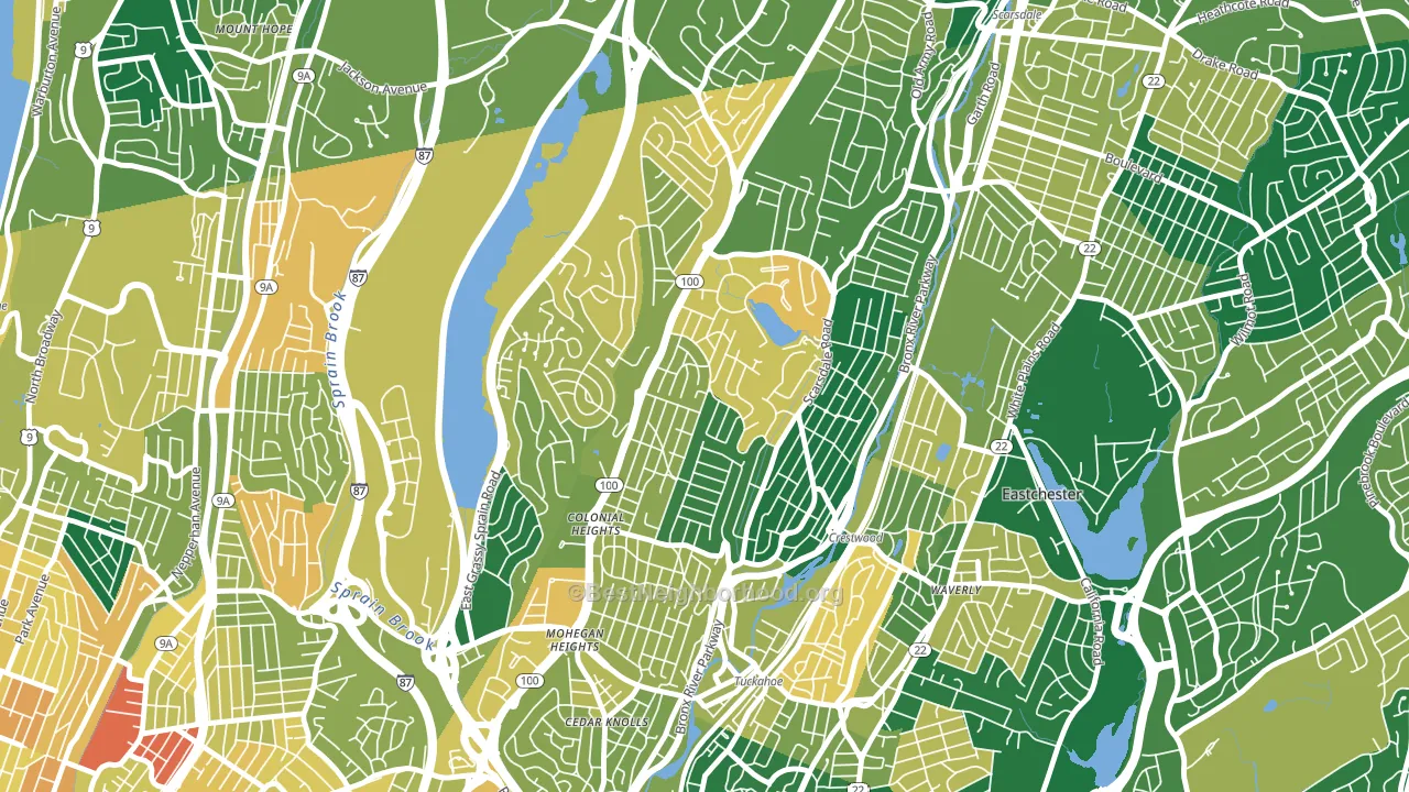 Colonial Heights, Yonkers, NY block-group voter-turnout map