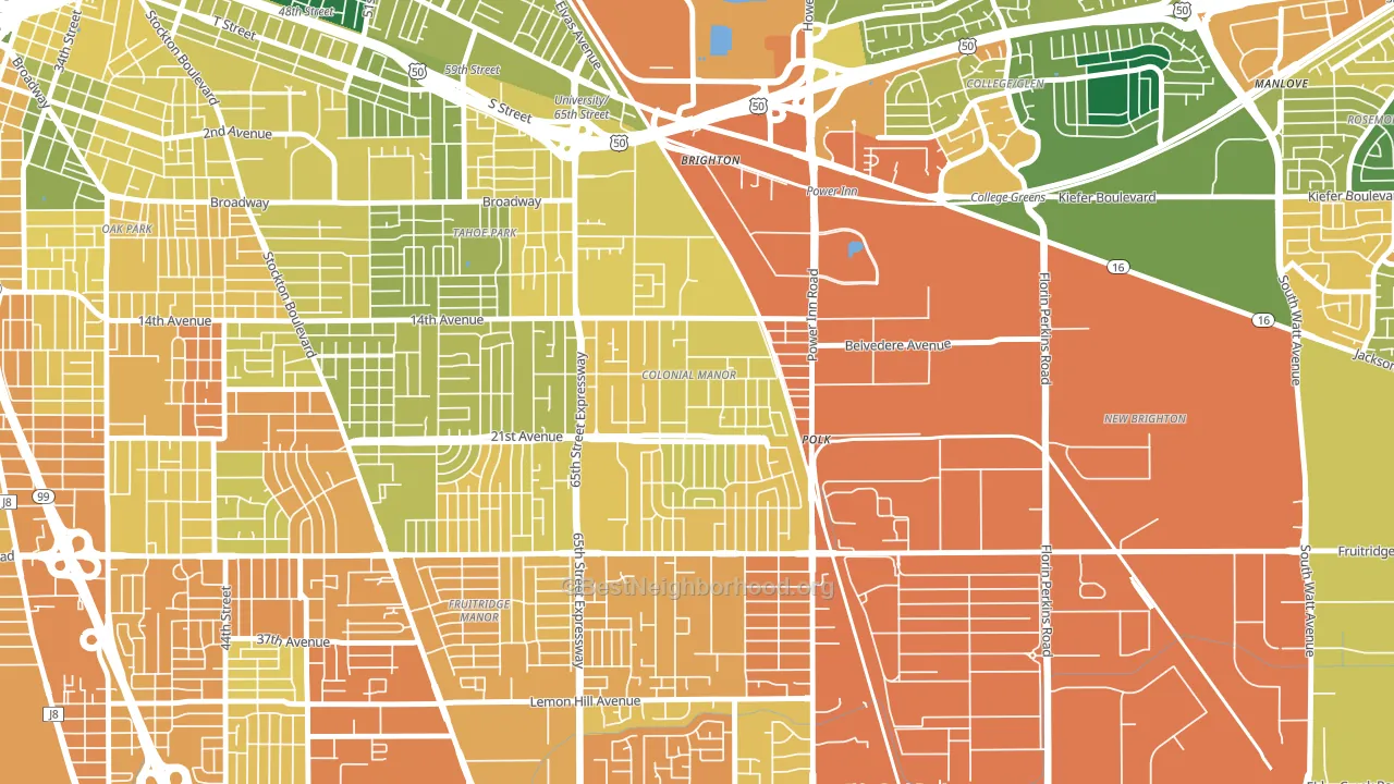Colonial Manor, Sacramento, CA block-group voter-turnout map