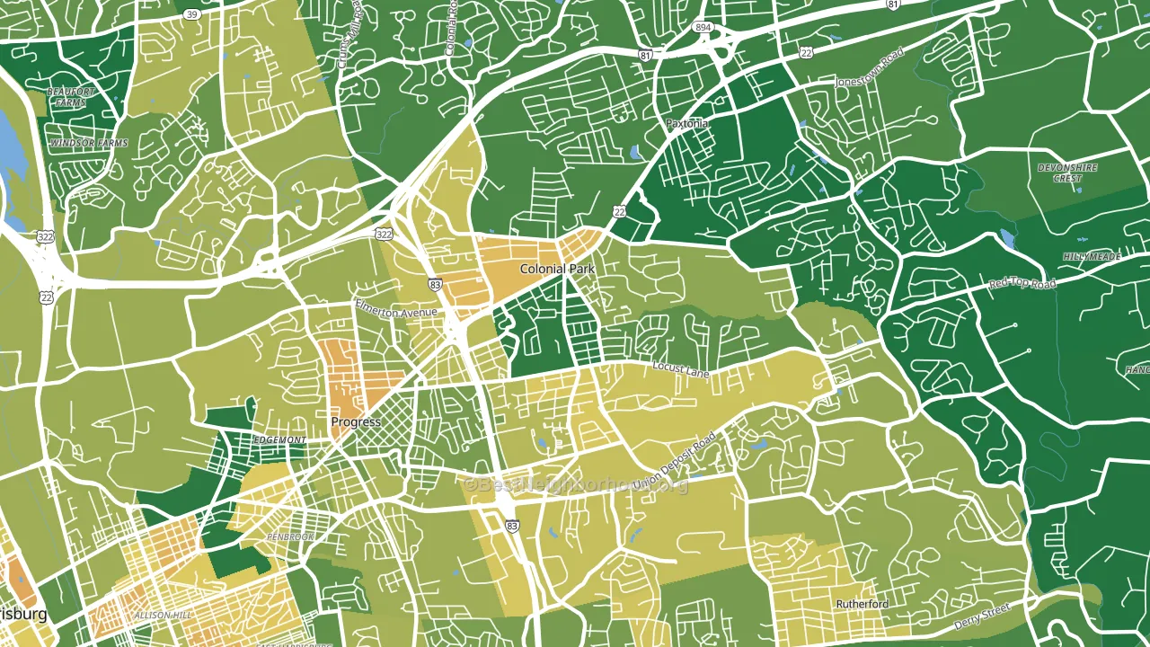 Colonial Park, PA block-group voter-turnout map