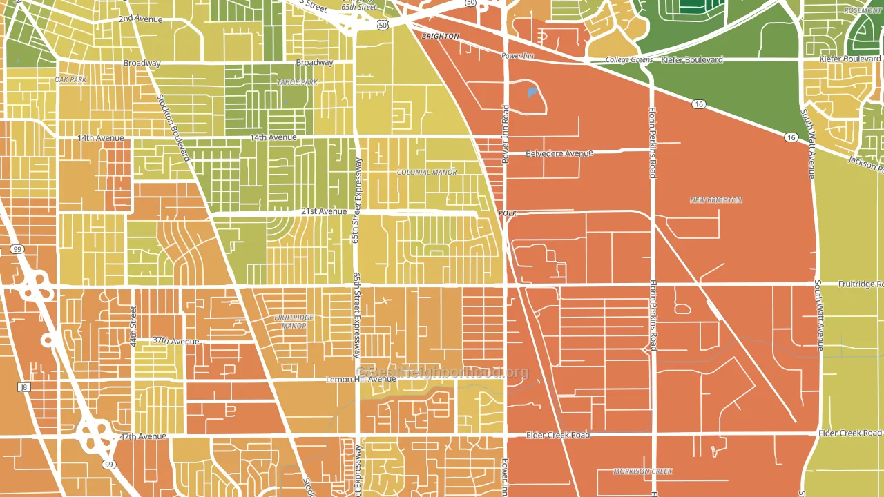 Colonial Village, Sacramento, CA block-group voter-turnout map