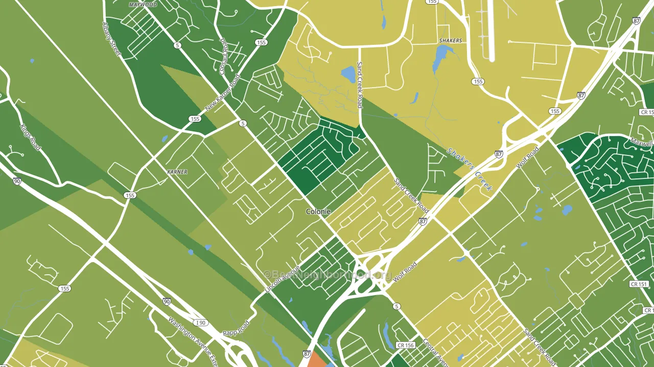 Colonie, NY block-group voter-turnout map