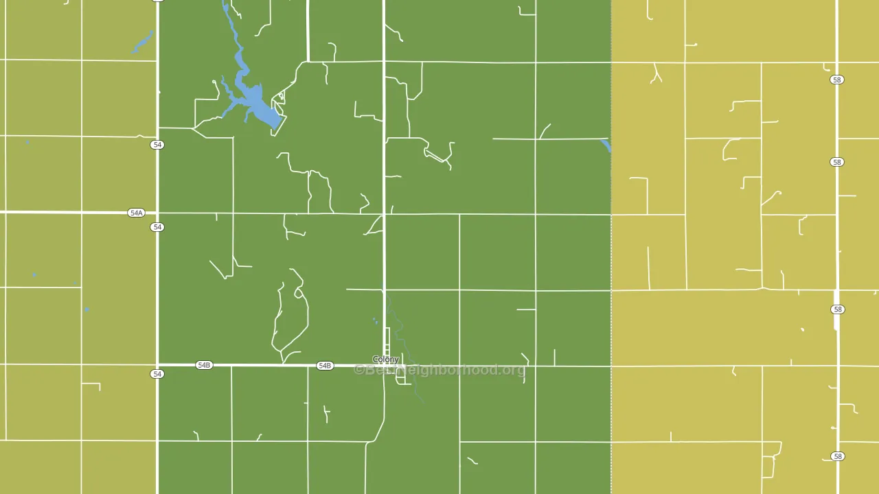 Colony, OK block-group voter-turnout map