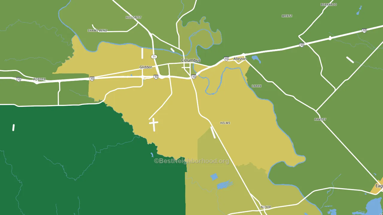 Colorado County, TX block-group voter-turnout map