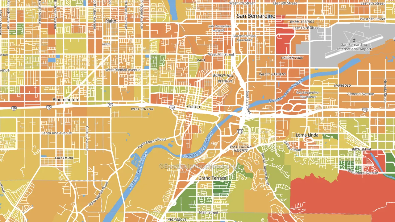 Colton, CA block-group voter-turnout map
