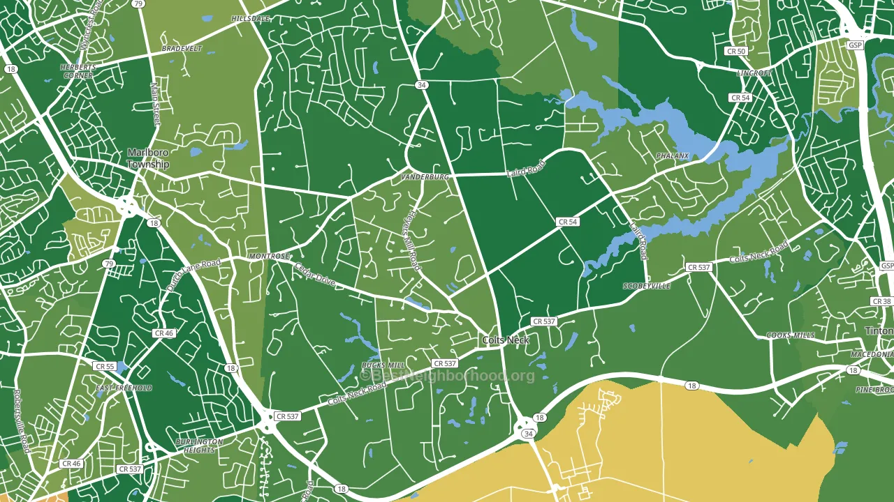 Colts Neck, NJ block-group voter-turnout map