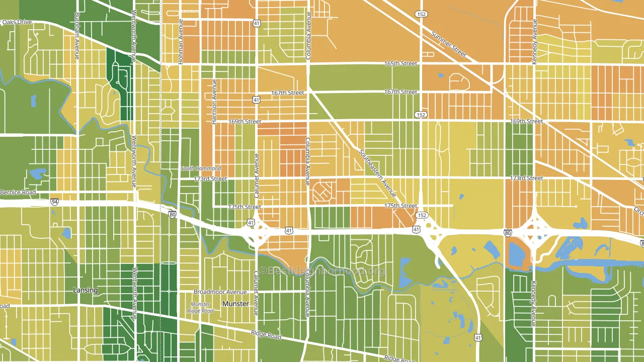 Columbia Center, Hammond, IN block-group voter-turnout map