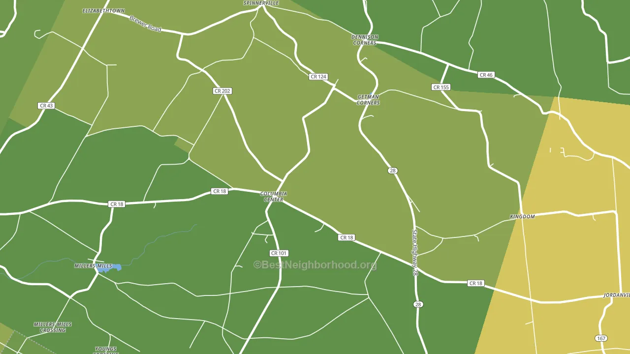 Columbia Center, NY block-group voter-turnout map