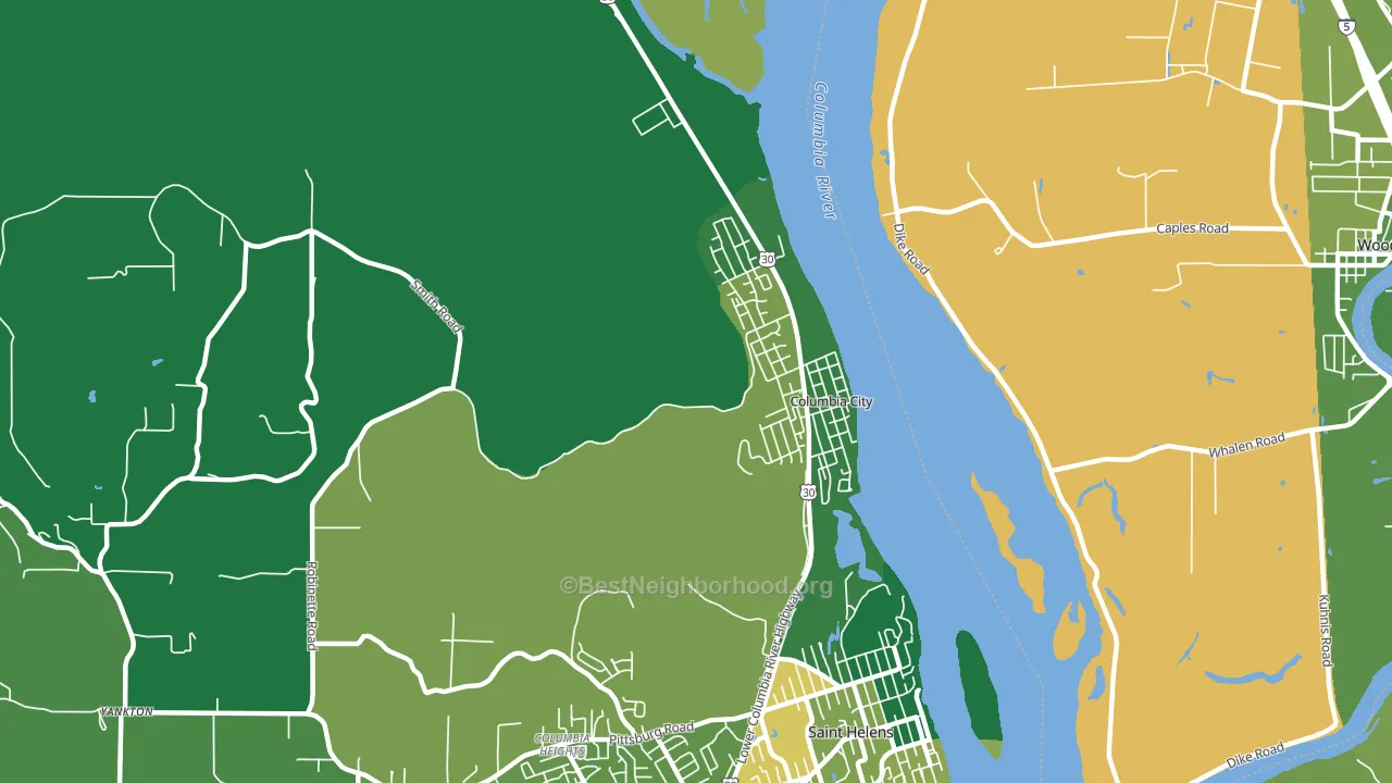 Columbia City, OR block-group voter-turnout map