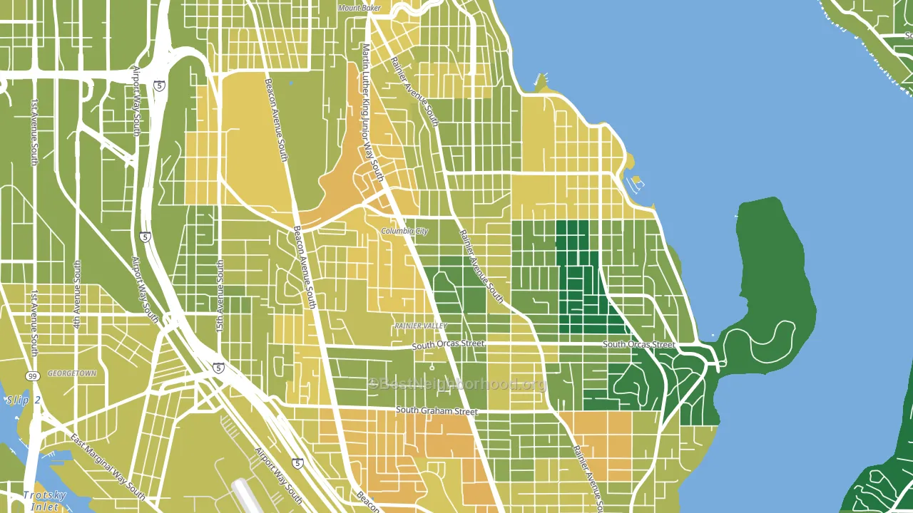 Columbia City, Seattle, WA block-group voter-turnout map