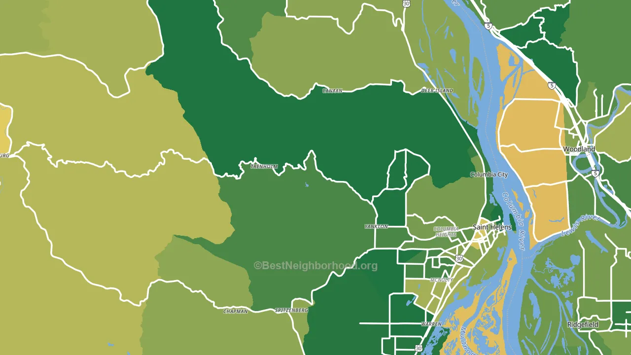 Columbia County, OR block-group voter-turnout map