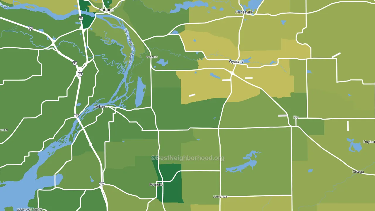 Columbia County, WI block-group voter-turnout map