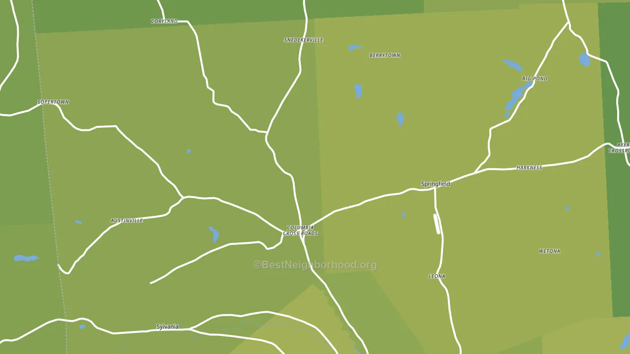 Columbia Cross Roads, PA block-group voter-turnout map