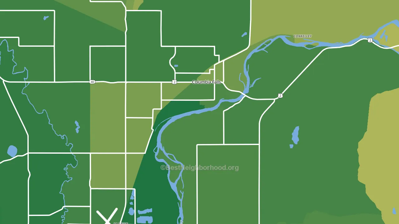 Columbia Falls, MT block-group voter-turnout map