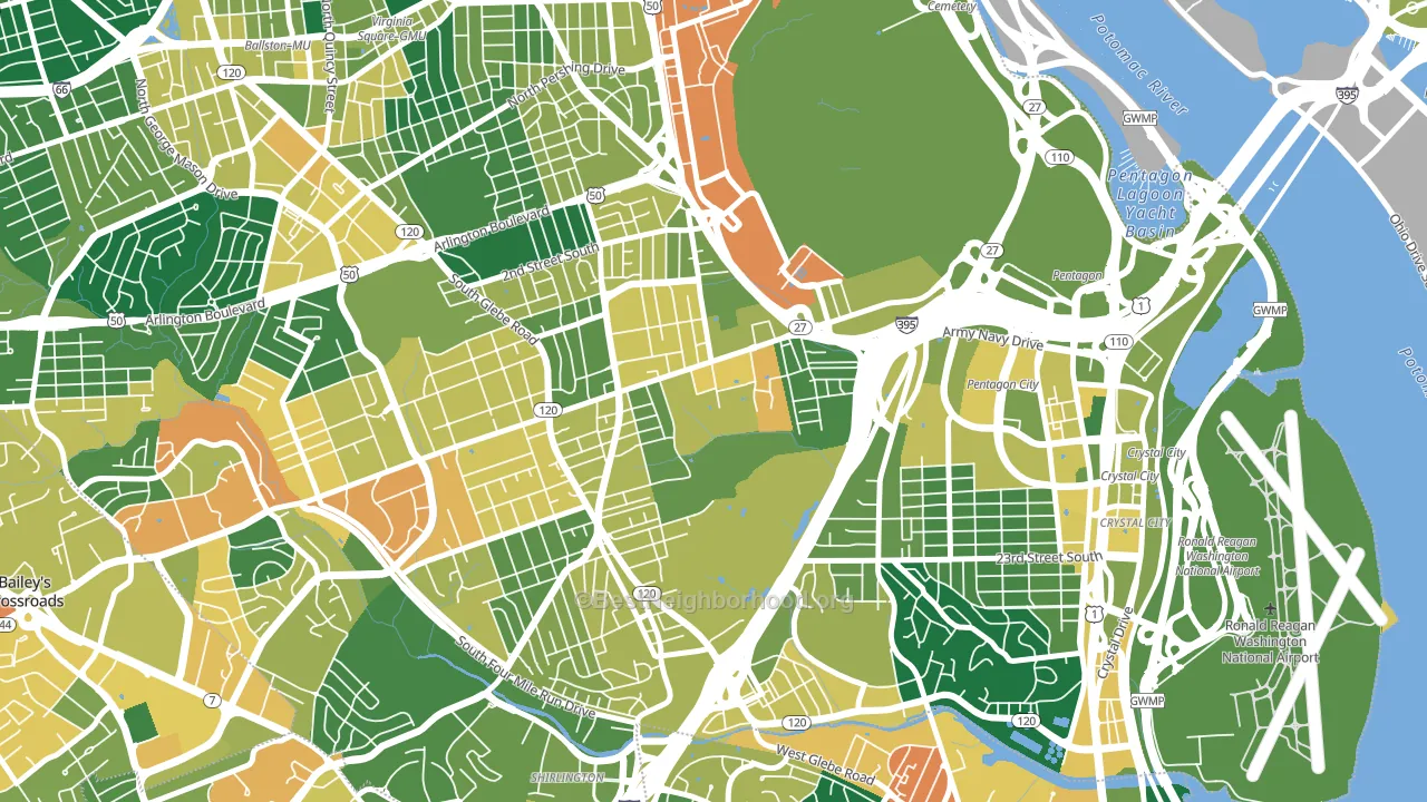 Columbia Heghts, Arlington, VA block-group voter-turnout map