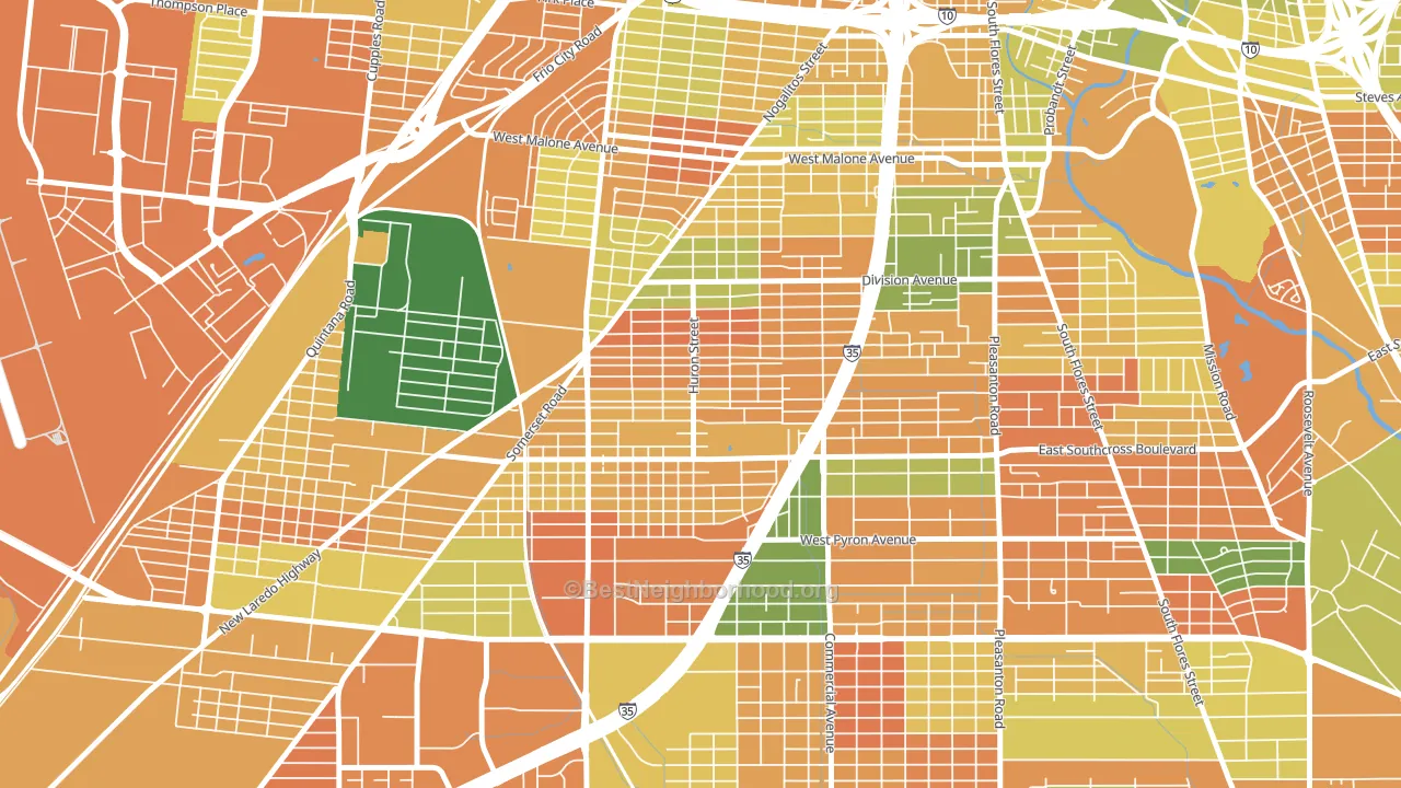 Columbia Heights, San Antonio, TX block-group voter-turnout map