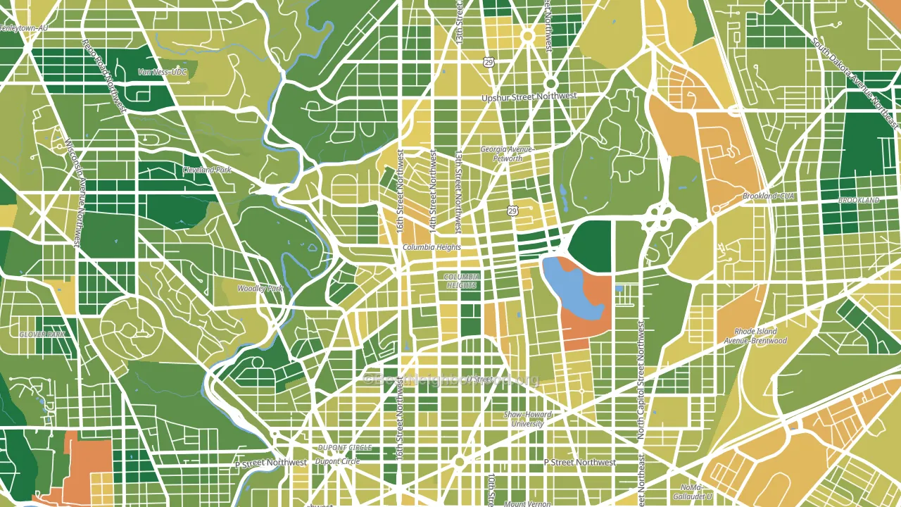 Columbia Heights, Washington, DC block-group voter-turnout map