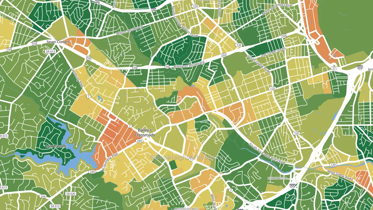 Columbia Heights West, Arlington, VA block-group voter-turnout map