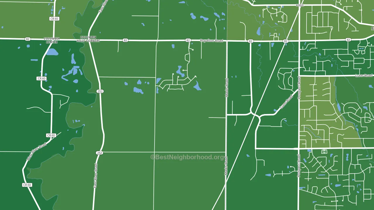 Columbia Hills Corners, OH block-group voter-turnout map