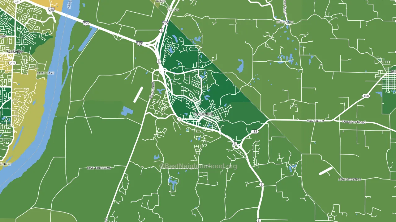 Columbia, IL block-group voter-turnout map
