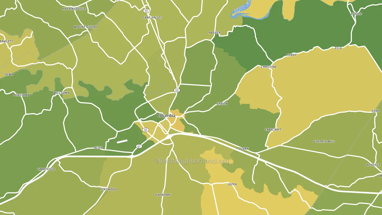 Columbia, KY block-group voter-turnout map