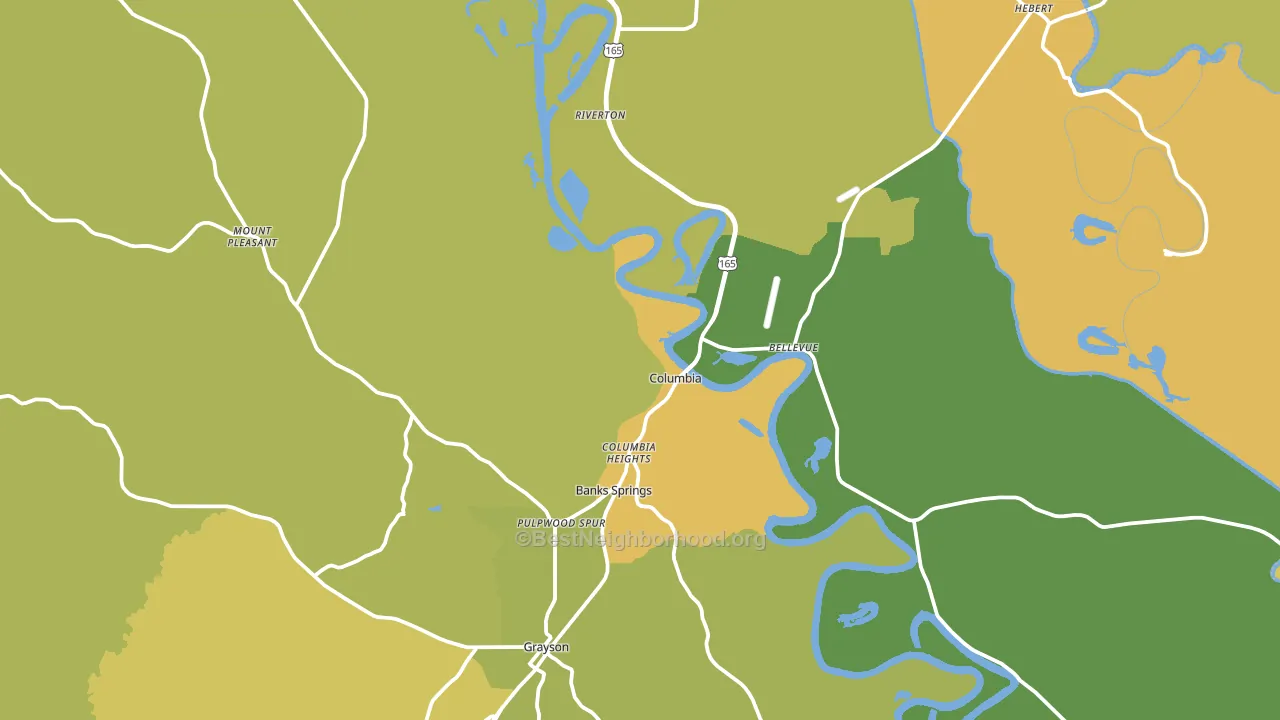 Columbia, LA block-group voter-turnout map