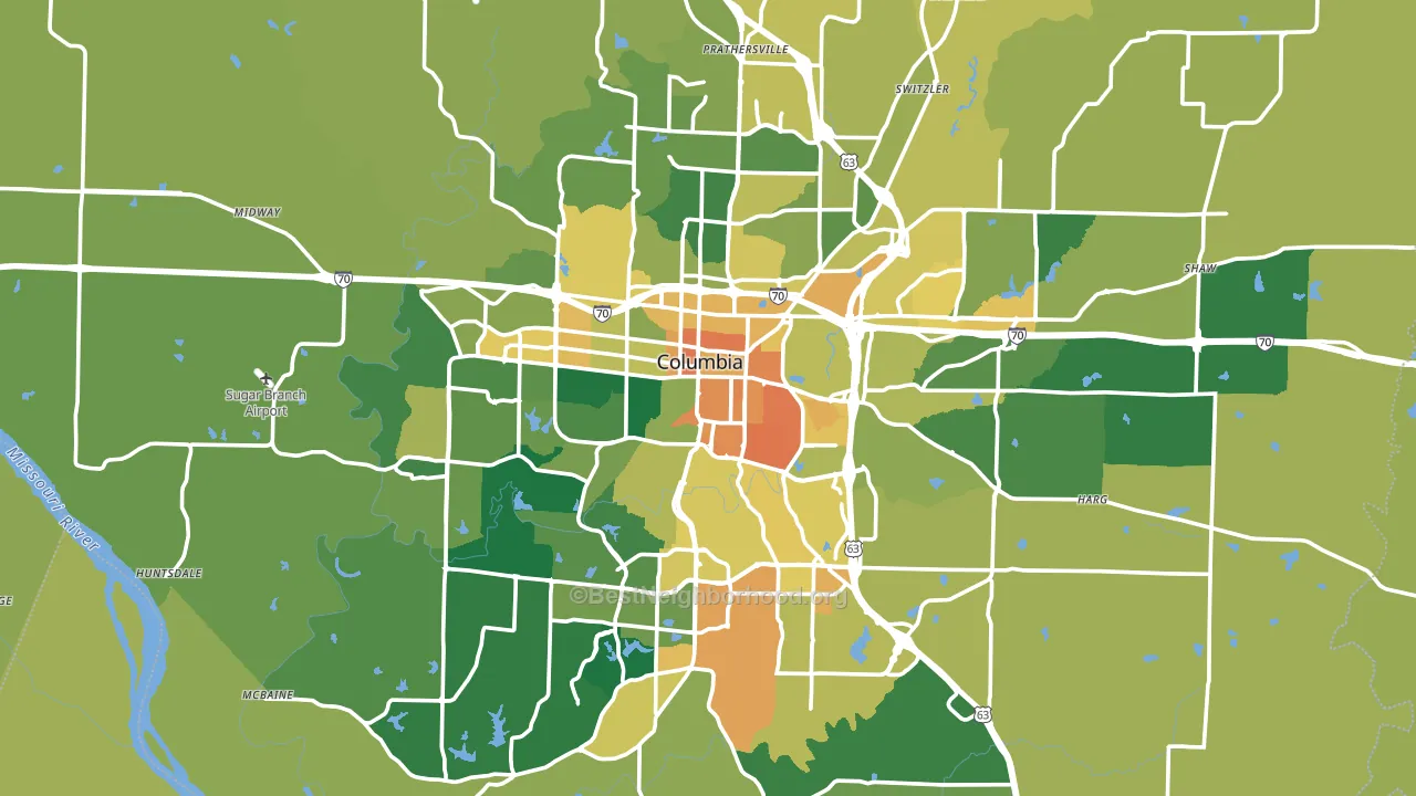 Columbia, MO block-group voter-turnout map
